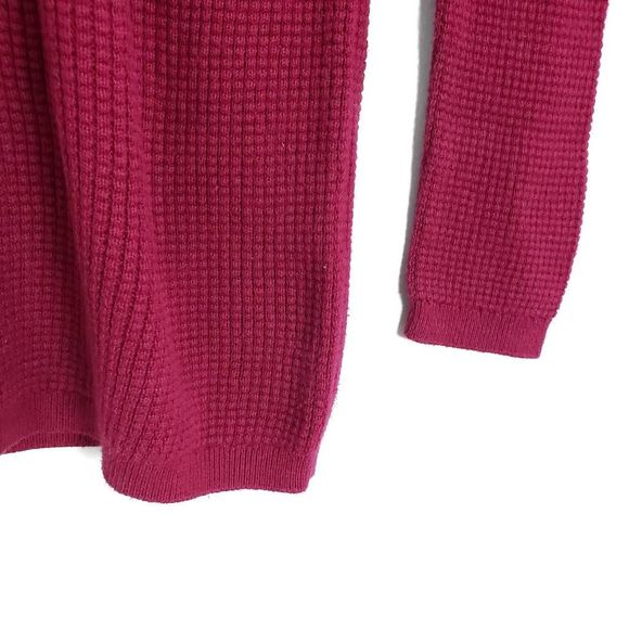 GAP Maternity Magenta 1/2 Button Down Crew Neck Waffle Neck Long Sleeve Top X-Sm - Picture 4 of 5